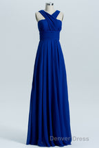 Royal Blue A Line Chiffon Long Convertible Bridesmaid Dresses