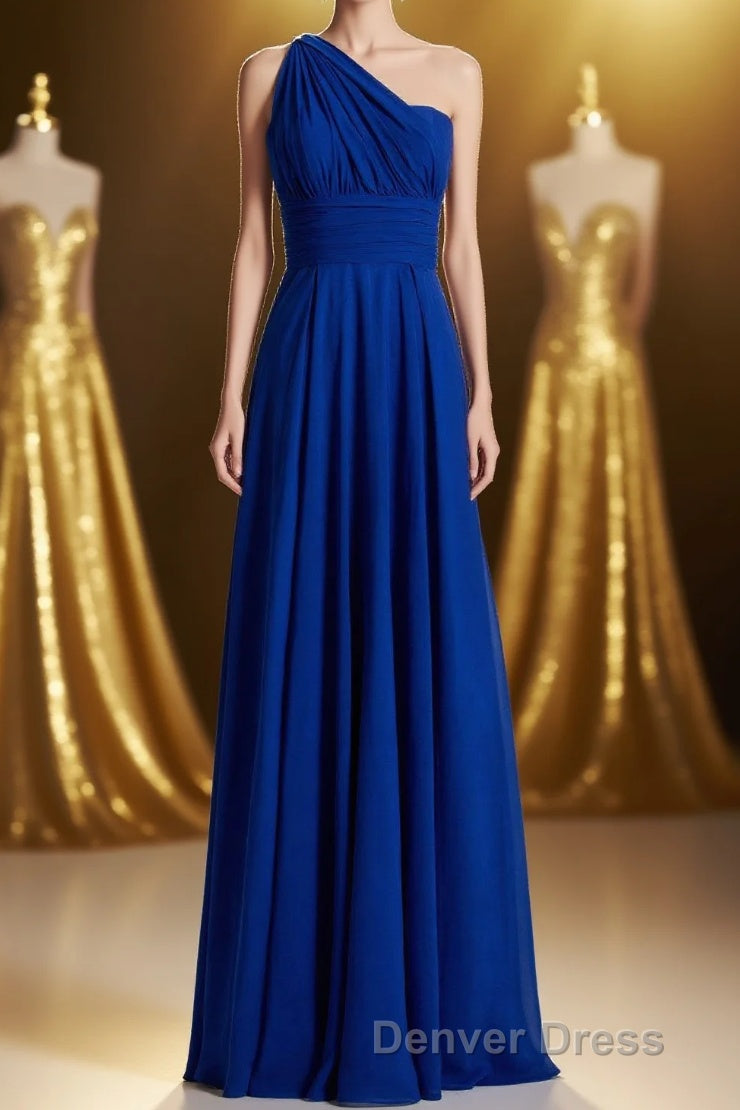 Royal Blue A Line Chiffon Long Convertible Bridesmaid Dresses