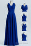 Royal Blue A Line Chiffon Long Convertible Bridesmaid Dresses