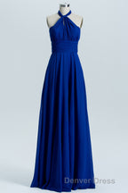 Royal Blue A Line Chiffon Long Convertible Bridesmaid Dresses