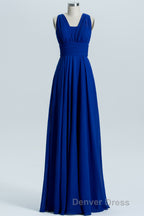 Royal Blue A Line Chiffon Long Convertible Bridesmaid Dresses