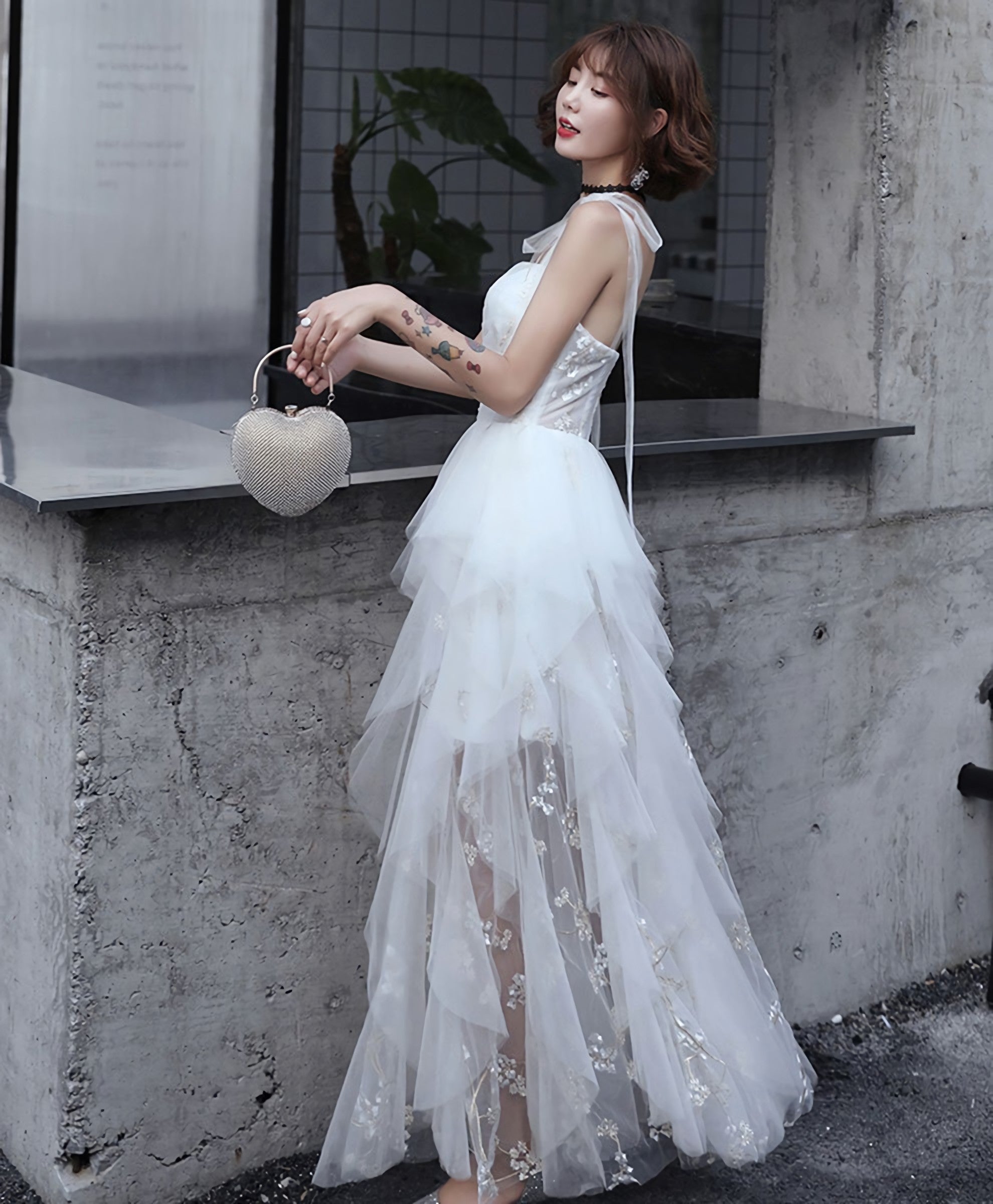 White Sweetheart Tulle Prom Dress White Prom Dresses