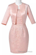 Two-Piece Blush Pink Lace Bodycon Short Mother of the Bride Dresses