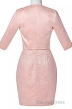 Two Piece Blush Pink Lace Bodycon Short Mother of the Bride Dresses