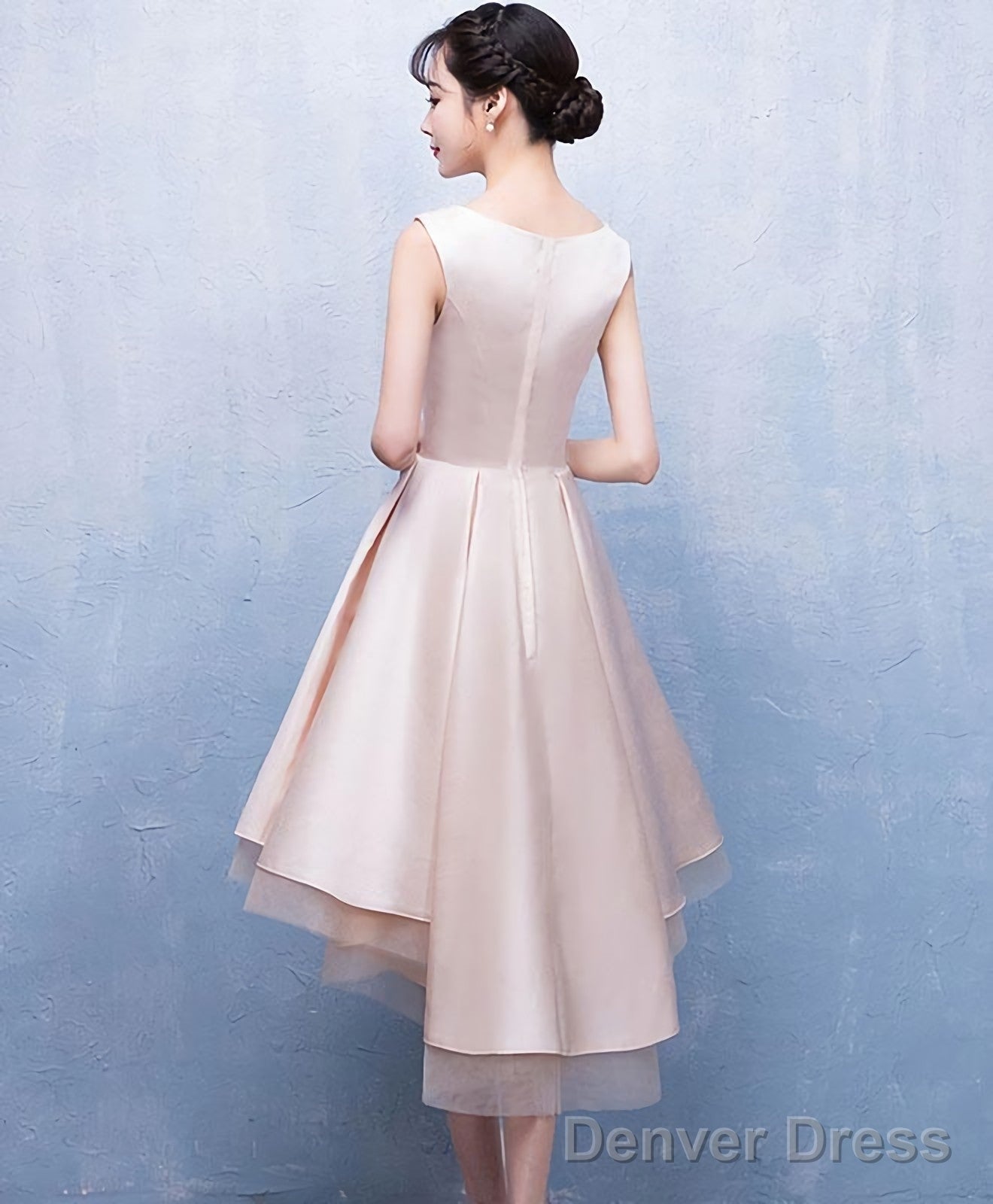 Champagne Satin Lace Short Prom Dress Champagne Homecoming Dresses