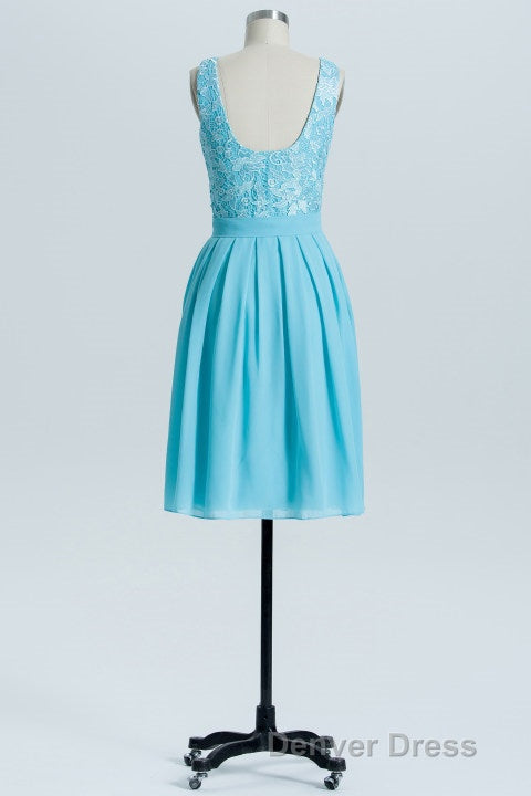 Princess Blue Lace and Chiffon Short A-line Homecoming Dresses Secondary image