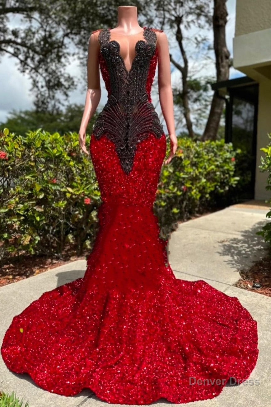 V Neck Burgundy Sequin Prom Dresses with Dark Sequins