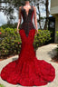 V Neck Burgundy Sequin Prom Dresses with Dark Sequins
