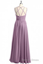 Burgundy Chiffon Spaghetti Straps A Line Long Bridesmaid Dresses