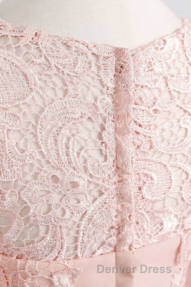 Pink Rhinestone Half Sleeve A Line Long Mother of the Bride Dresses