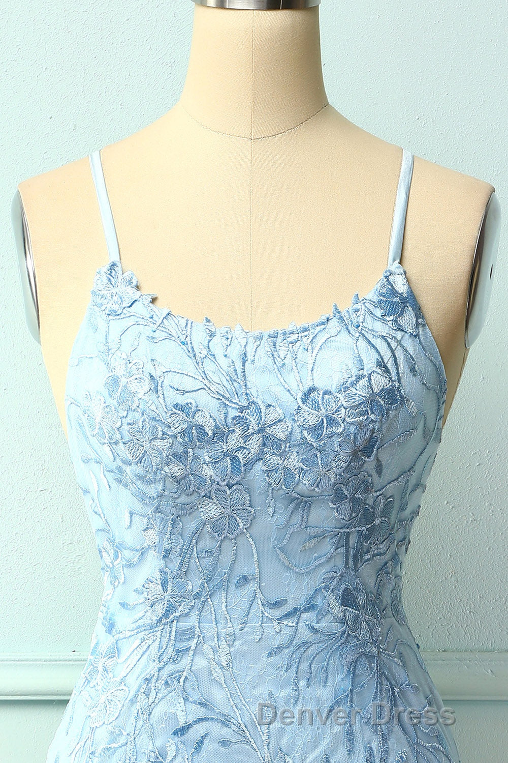 Light Blue Tight Hoco Dresses with Appliques