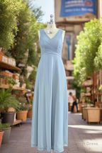 A Line V Neck Sleeveless Chiffon Bridesmaid Dresses