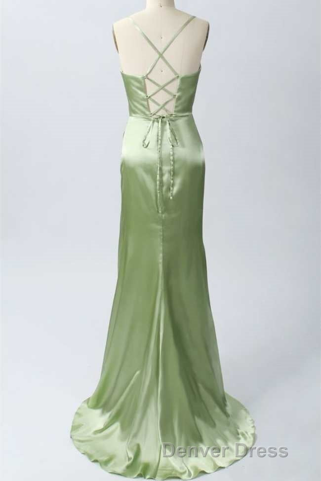 Pink Scoop Neck Lace-Up Back Long Formal Dresses with Slit Secondary image