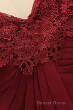 Mermaid Wine Red Ruffled Long Mother of the Bride Dresses