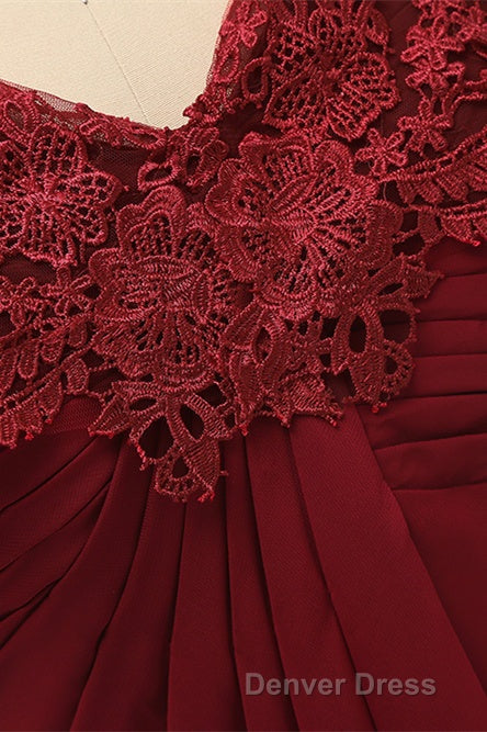 Mermaid Wine Red Ruffled Long Mother of the Bride Dresses