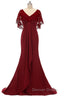 Mermaid Wine Red Ruffled Long Mother of the Bride Dresses