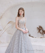 Gorgeous Beading High Neck Tulle Prom Dresses, With Cape Sleeves