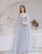 Luxury Blue Evening Dress, Long Evening Party Prom Dresses, A Line Prom Gown