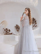 Luxury Blue Evening Dress, Long Evening Party Prom Dresses, A Line Prom Gown