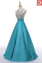 2026 Gorgeous Red Sequins Floor Length Long A Line Satin Prom Dresses