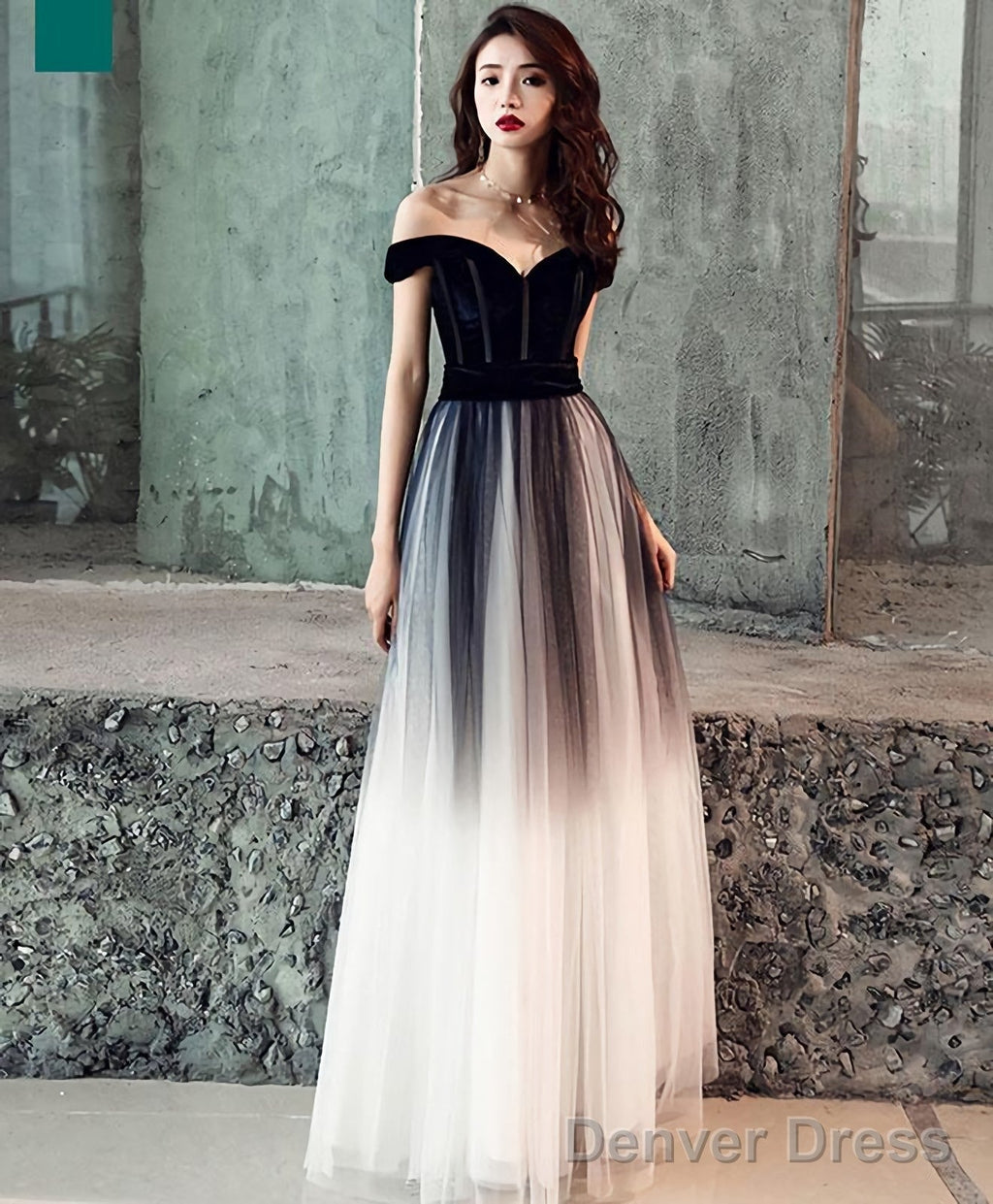 Simple Tulle Off Shoulder Black Long Prom Dress Black Tulle Prom Dresses