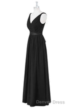 Lavender Chiffon V Neck Backless Long Bridesmaid Dresses
