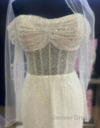 Sheath Column Off The Shoulder Wedding Dresses With Sequin