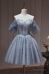 Off The Shoulder Tulle Short Homecoming Dresses