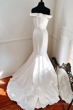 Elegant White Off The Shoulder Mermaid Long Wedding Dresses
