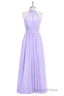 Lavender Chiffon Halter Long Bridesmaid Dresses