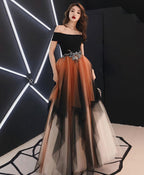 Simple Tulle Lace Long Prom Dress Tulle Prom Dresses