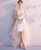Champagne Tulle High Low Prom Dress Tulle Prom Dresses