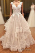 A Line Brush Train Sweetheart Sleeveless Ruffles Appliques Wedding Dresses