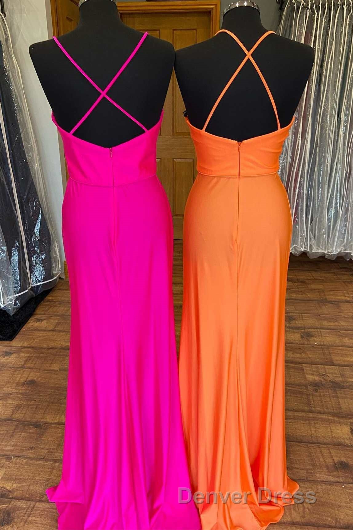 Orange Surplice Neck Backless Long Formal Dresses Secondary image