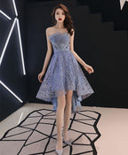 Blue Tulle High Low Prom Dress, Blue Homecoming Dresses
