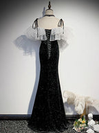 Black mermaid long prom Dress, black Prom Dresses