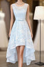 Light Blue Lace High Low Prom Dress, Homecoming Dresses
