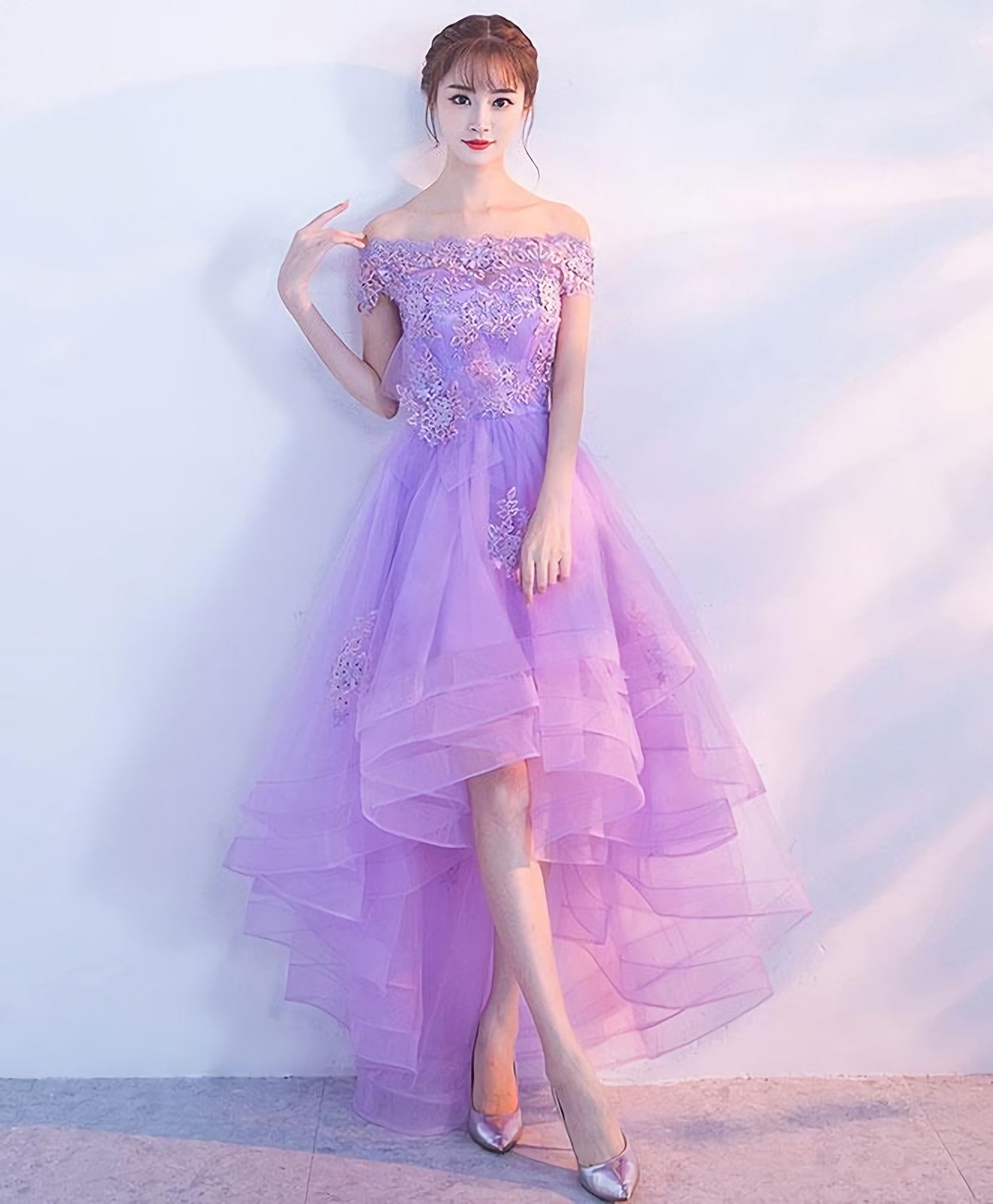 Purple Tulle Lace Applique Prom Dress Purple Homecoming Dresses Secondary image