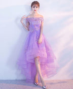Purple Tulle Lace Applique Prom Dress Purple Homecoming Dresses
