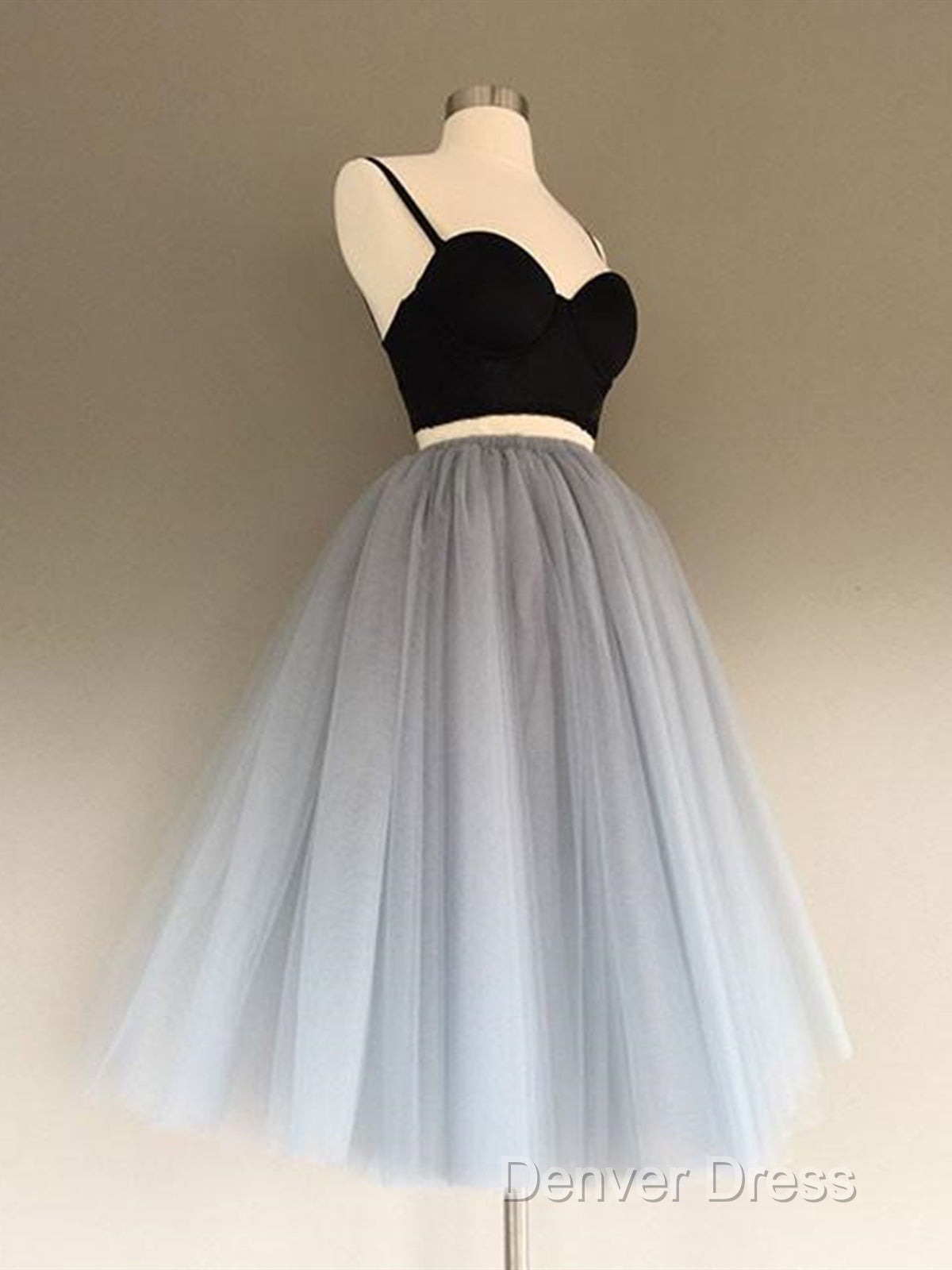 2 Pieces Black Gray Short Prom Dress, Two Pieces Short Black Gray Prom Graduation Dresses Secondary image