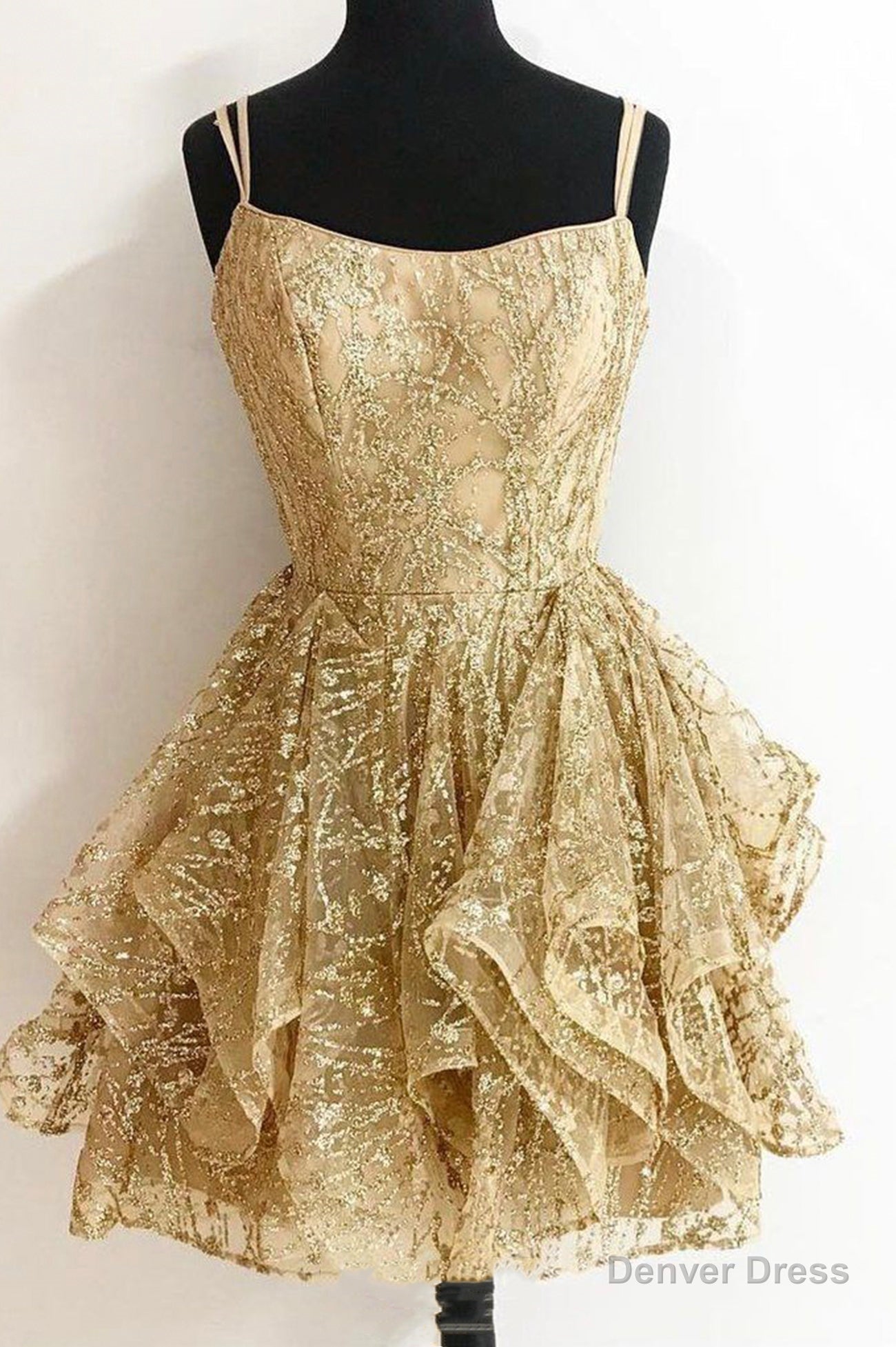 Gold Sequins Short Prom Dresses, A-Line Homecoming Dresses Main image