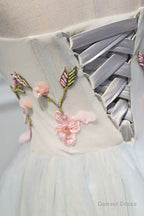 Lovely Strapless Tulle Lace Knee Length Prom Dress, A-Line Party Dress