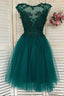 Green Lace Short Prom Dress, A Line Homecoming Dresses