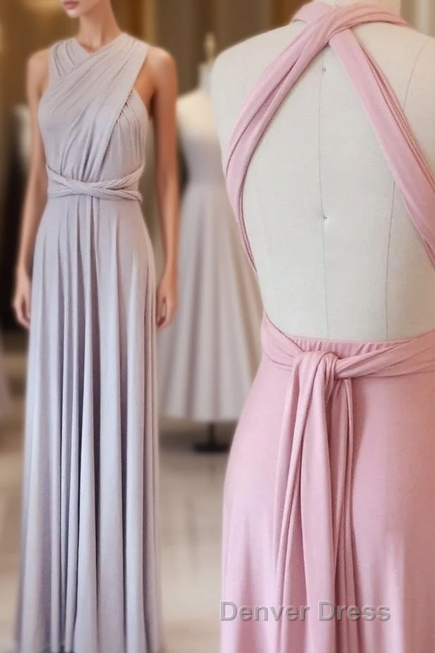 Elegant A-Line Pink Long Bridesmaid Dresses Wedding Party Dresses Main image