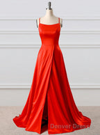 A Line Prom Dress Side Split Prom Dresses
