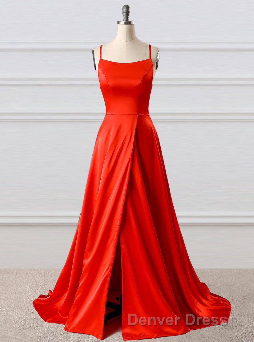 A Line Prom Dress Side Split Prom Dresses