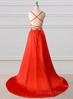 A Line Prom Dress Side Split Prom Dresses
