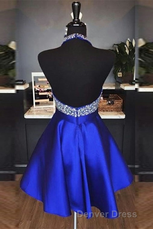 Elegant Halter Short Royal Blue Homecoming Dresses Secondary image