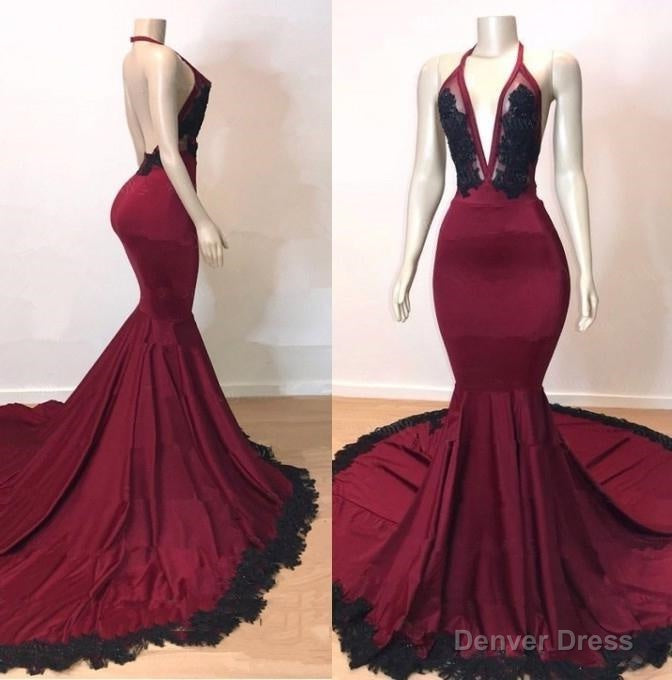 Sexy Mermaid V Neck Backless Burgundy And Black Long Prom Dress 2025 Main image