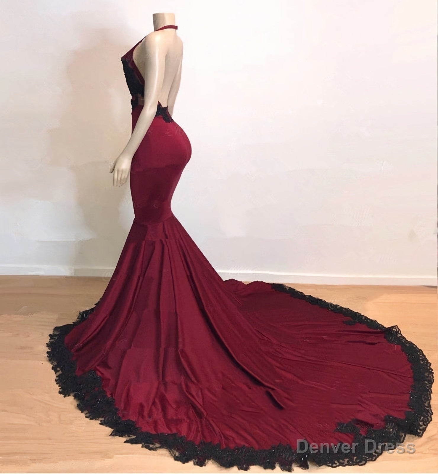 Mermaid V Neck Backless Burgundy And Black Long 2025 Prom Dresses Main image
